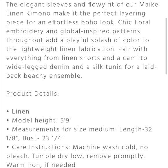 Johnny Was Maike Linen Kimono - Picture 7 of 7